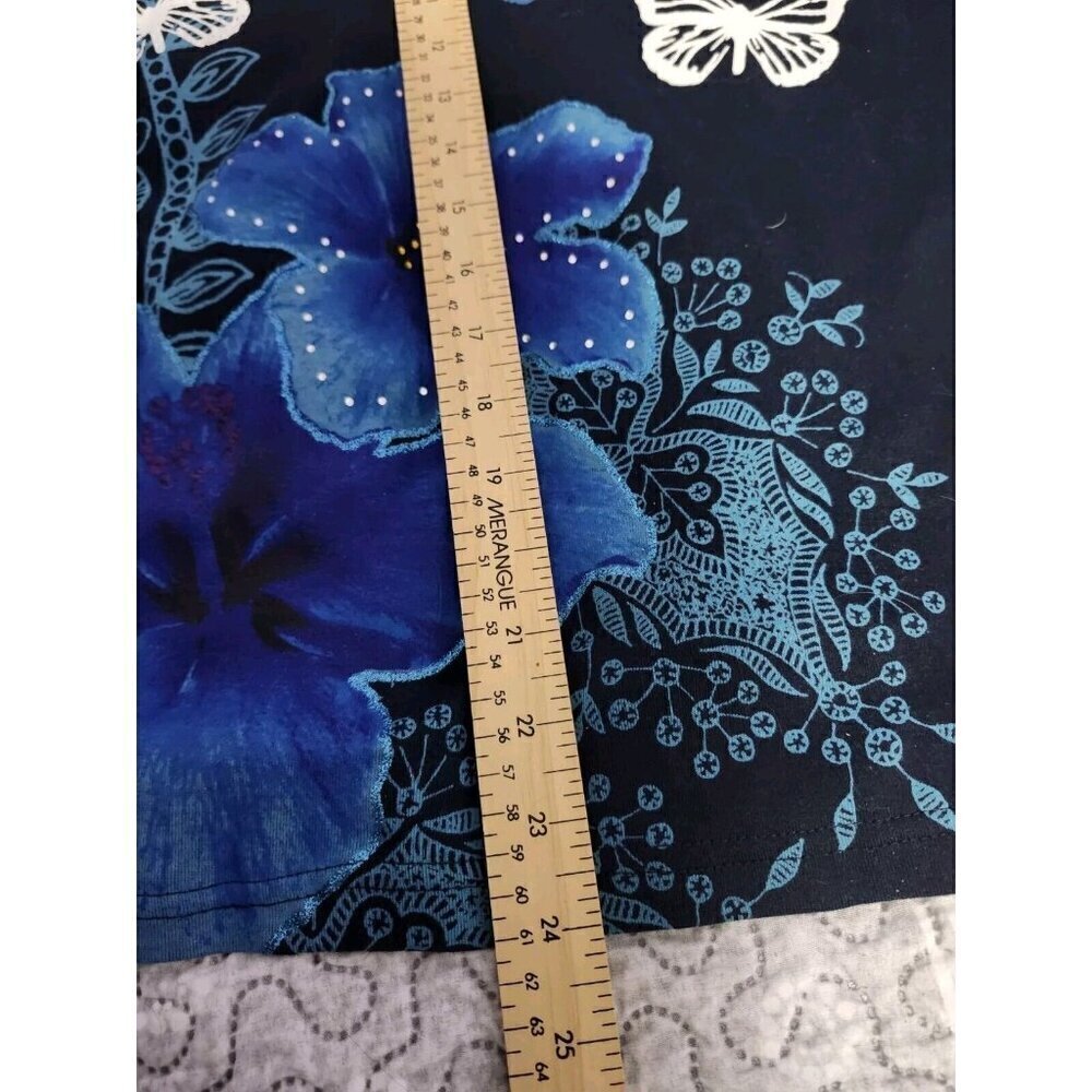 Desigual women's light sweater size M blue multi color floral butterfly - Picture 7 of 7